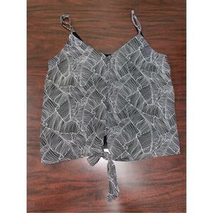 Sienna Sky Tie Front Black and White Tank Top